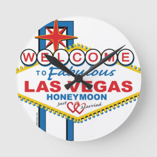 Las Vegas Honeymoon retro Rund Klocka