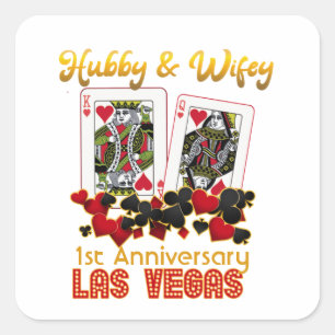 Las Vegas Hubby Wifey Bröllop-årsdag Fyrkantigt Klistermärke