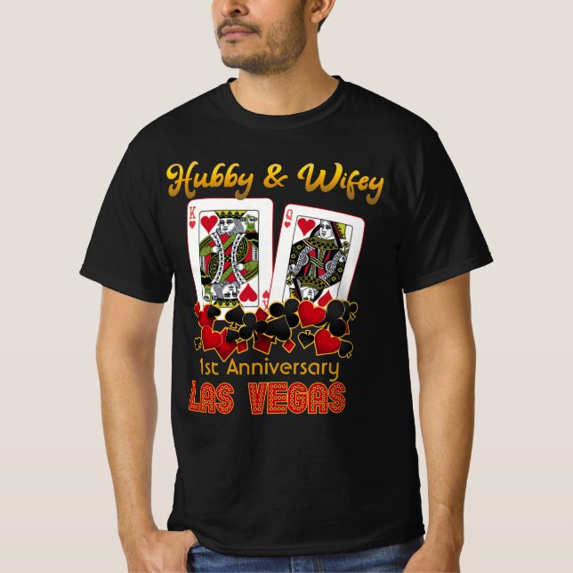 Las Vegas Hubby Wifey Bröllop-årsdag T-Shirt (Framsida)