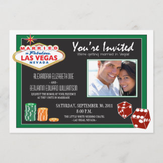 Las Vegas-inbjudan till destinationsbröllop (grönt Inbjudningar