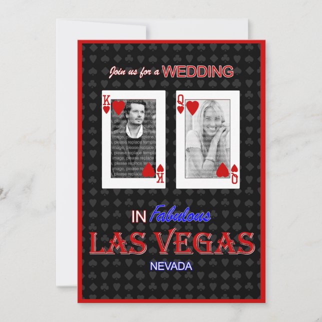 Las Vegas-inbjudan till fotobröllop - Kung & Queen Inbjudningar (Framsida)