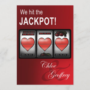 Las Vegas Jackpothjärta placerar bröllop Inbjudningar
