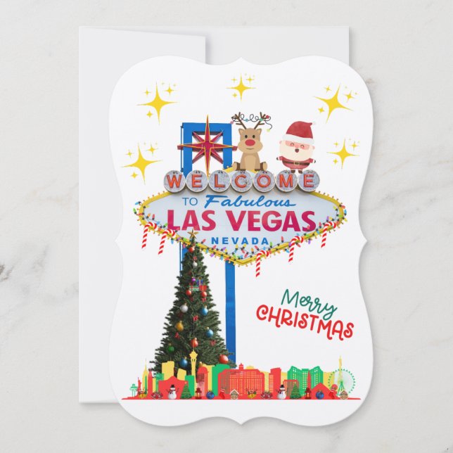 Las Vegas-julkort med Santa och Rudolph Anteckningskort (Framsida)