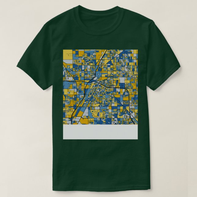 Las Vegas Karta Mönster i Blue Guld T Shirt (Design framsida)