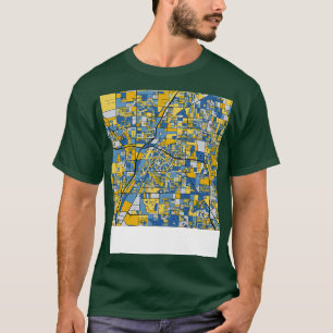 Las Vegas Karta Mönster i Blue Guld T Shirt