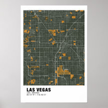 Las Vegas Karta Poster - Nevada Grönt Karta