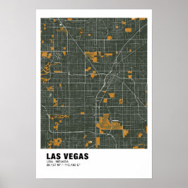 Las Vegas Karta Poster - Nevada Grönt Karta