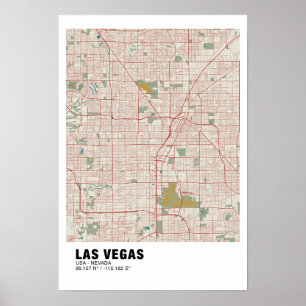 Las Vegas Karta Poster - Nevada Vintage Karta