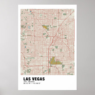 Las Vegas Karta Poster - Nevada Vintage Karta