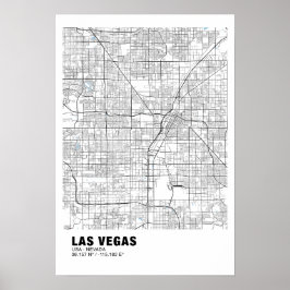 Las Vegas Karta Poster - Nevada White Karta