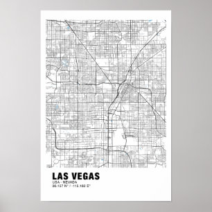 Las Vegas Karta Poster - Nevada White Karta
