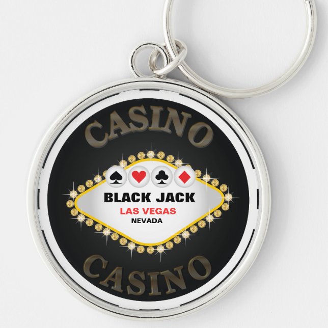 Las Vegas kasino Keychain Rund Silverfärgad Nyckelring (Framsidan)