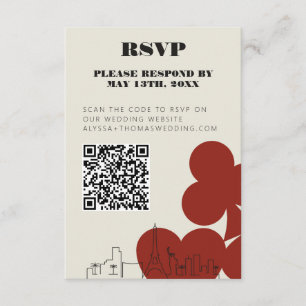 Las Vegas Kasino Skyline Bröllop RSVP QR-kod Tilläggskort