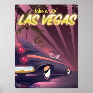 Las Vegas klassisk bil reseraffisch Poster