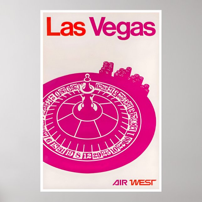 Las Vegas konsttryck Nevada Resa Poster Retro (Framsidan)