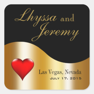 Las Vegas Lucky i Kärlek black/guld Fyrkantigt Klistermärke