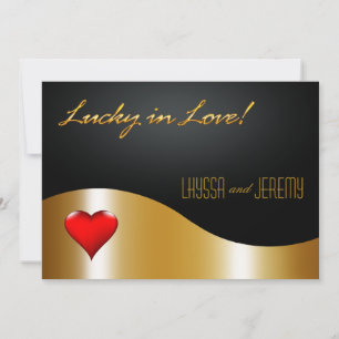Las Vegas Lucky i Kärlek Bröllop guld/svart Inbjudningar