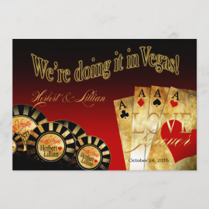 Las Vegas Lyxbröllop   röd svart guld Inbjudningar