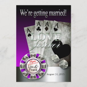 Las Vegas Lyxbröllop silver lila Inbjudningar