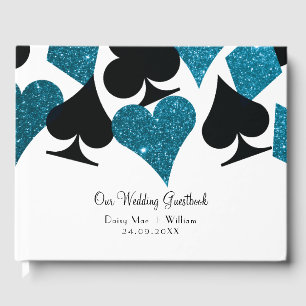 Las Vegas Malibu Blue Glitter Guestbook Gästböcker