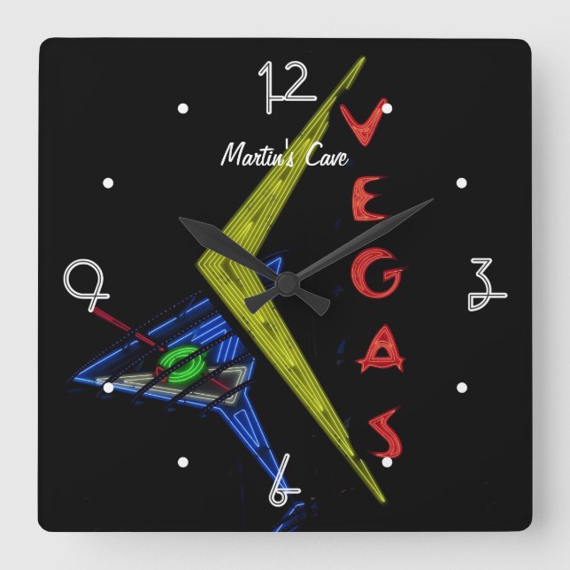 Las Vegas Mancave personlig neonskylt Fyrkantig Klocka (Framsida)