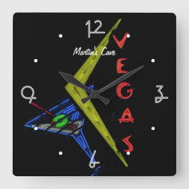 Las Vegas Mancave personlig neonskylt Fyrkantig Klocka