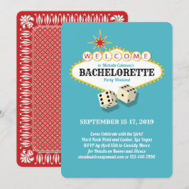 Las Vegas Marquee Bachelorette Party Teal Inbjudningar