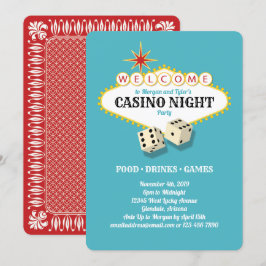 Las Vegas Marquee Casino Night Party Teal Inbjudningar