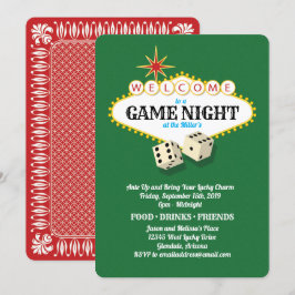 Las Vegas Marquee Game Night Grönt Inbjudningar