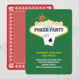 Las Vegas Marquee Sign Poker Party Grönt Inbjudningar