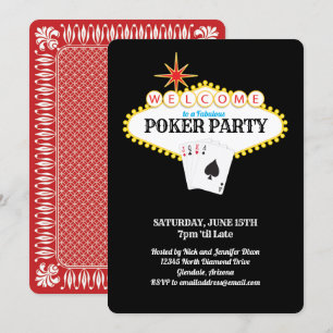 Las Vegas Marquee Sign Poker Party Inbjudningar