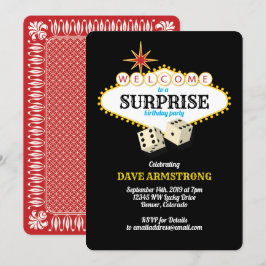 Las Vegas Marquee Surprise Födelsedagsfest Inbjudningar