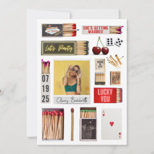 Las Vegas Matchbox Art Photo Bachelorette Party Inbjudningar