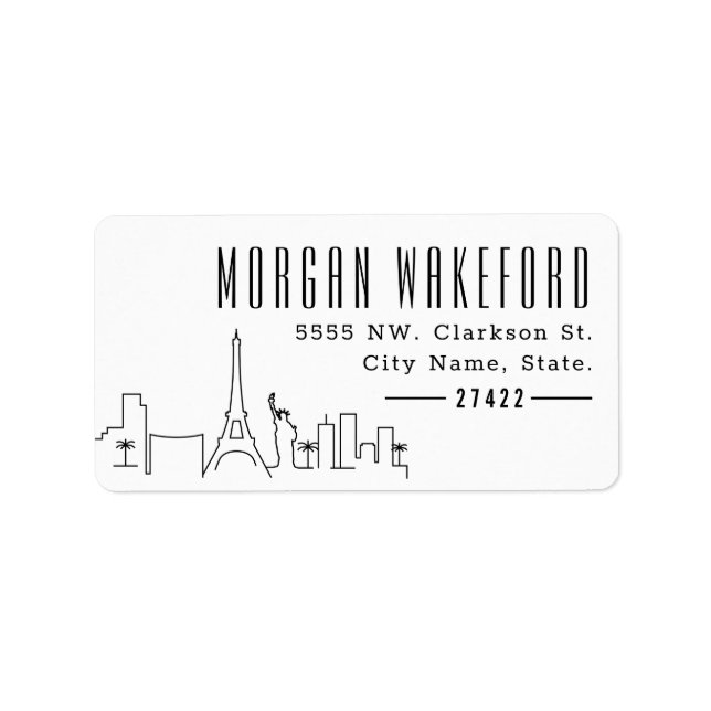 Las Vegas Modern Deco Skyline Large Adressetikett (Framsidan)