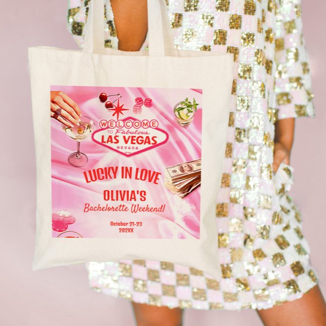 Las Vegas Möhippa Poker Rosa Tygkasse (Las Vegas Bachelorette Party Poker Pink Tote Bag)