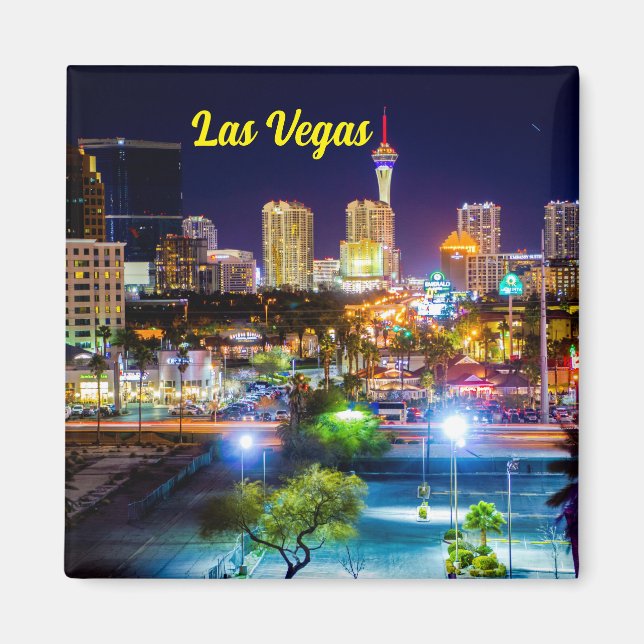 Las Vegas natt Skyline Magnet (Framsidan)
