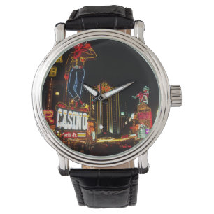 Las Vegas Nattdags Neon Ljus Casinos Sign Armbandsur