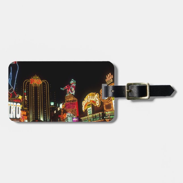 Las Vegas Nattdags Neon Ljus Casinos Sign Bagagebricka (Horisontell Framsida)