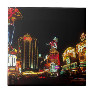 Las Vegas Nattdags Neon Ljus Casinos Sign Kakelplatta