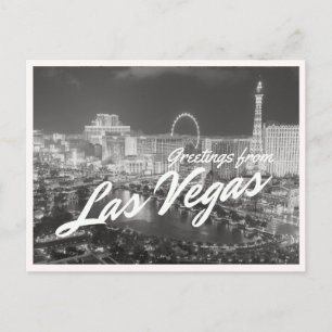 Las Vegas nattlig siluett svart & vit Vykort