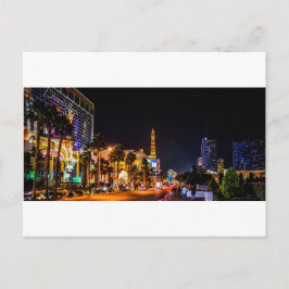 Las Vegas nattljus Strip Eiffeltornet Casino Vykort