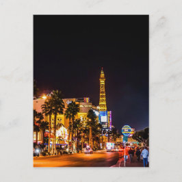Las Vegas nattljus Strip Eiffeltornet Casino Vykort