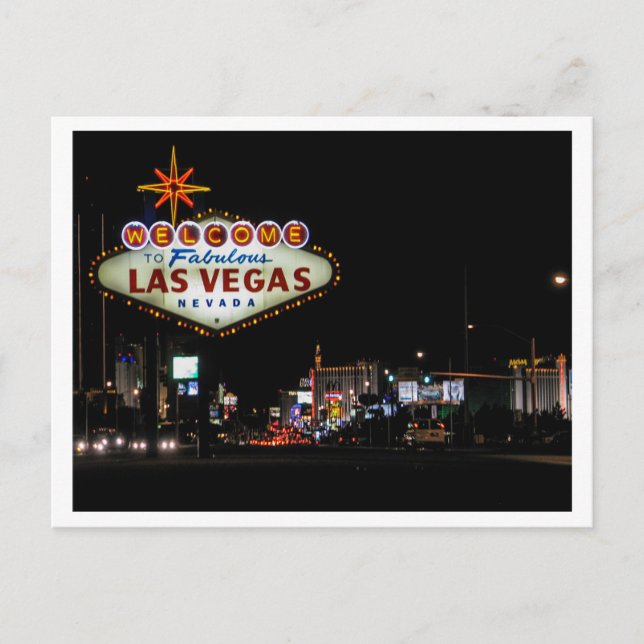 Las Vegas-nattscen med skylt Vykort (Framsida)
