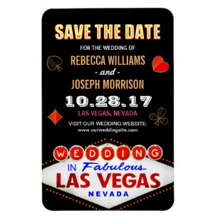 Las Vegas Nattsignatur - Spara datumet Bröllop Magnet