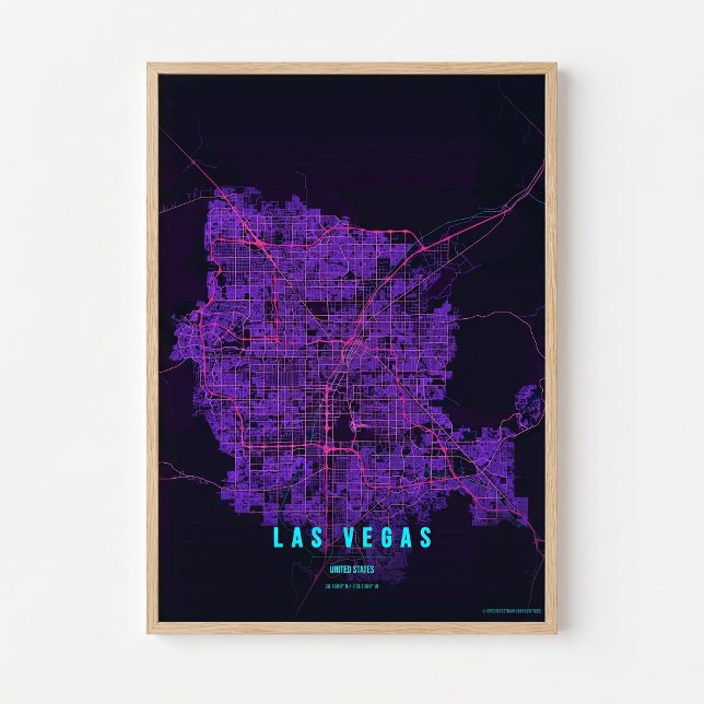 Las Vegas Neon Affischtryck Nevada Kartan Väggkons Poster (Skapare uppladdad)