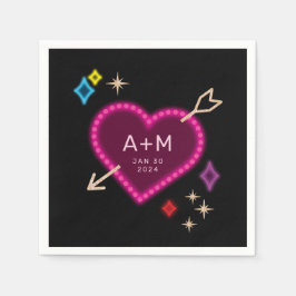 Las Vegas Neon Heart och Stars Bröllop Pappersservett