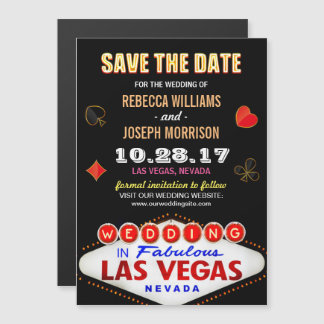 Las Vegas Neon-signering - Spara datumet Bröllop Magnetisk Inbjudningskort