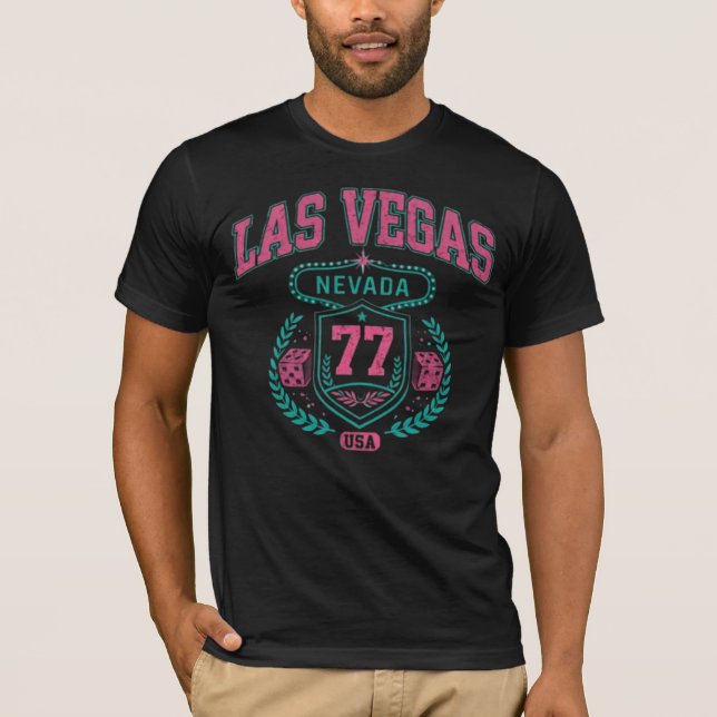 Las Vegas Nevada 77 Retro Athletic Varsity T Shirt (Framsida)