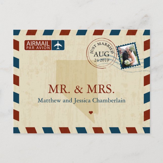 Las Vegas Nevada Airmail | Bröllop Tack Vykort (Framsida)