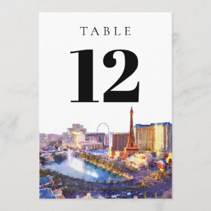 Las Vegas Nevada Akvarell Bordnummer Inbjudningar
